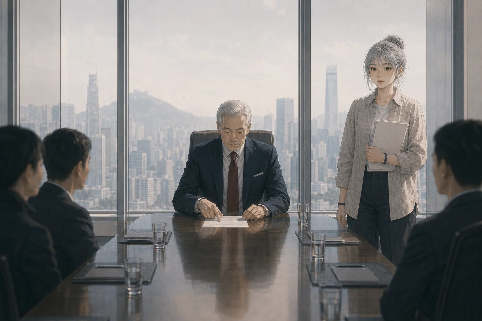 示意圖：梁兆霖在集團季度會議上逐條引用她寫的守則